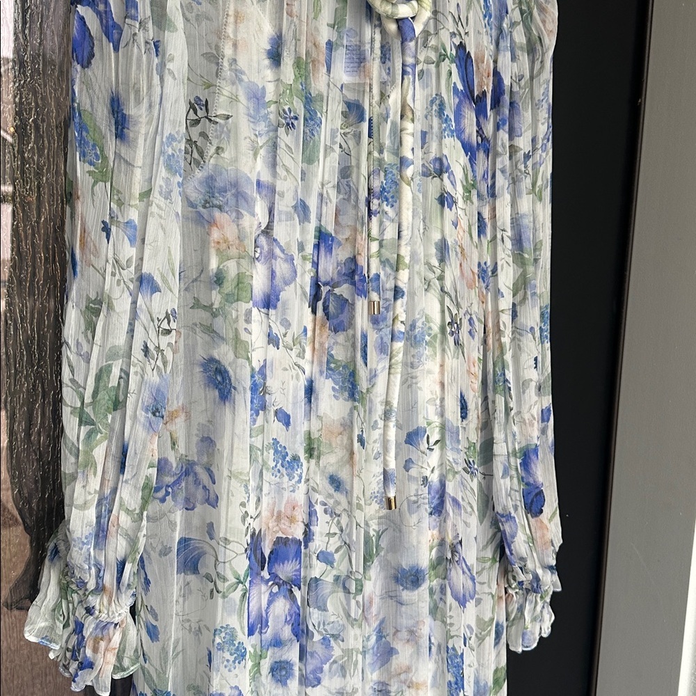Zimmermann Blue and White Floral Long Sleeve Dress - Picture 6 of 6